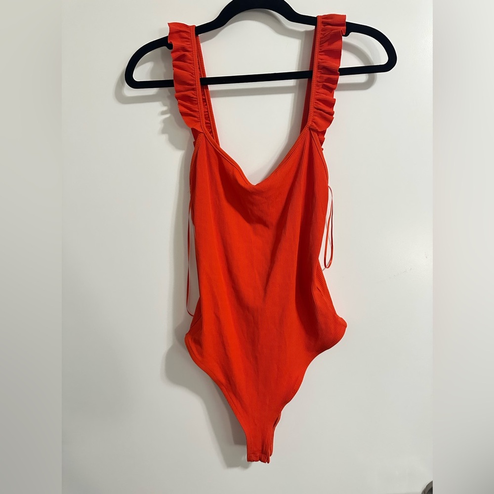 Zara Vibrant Orange Ribbed Top